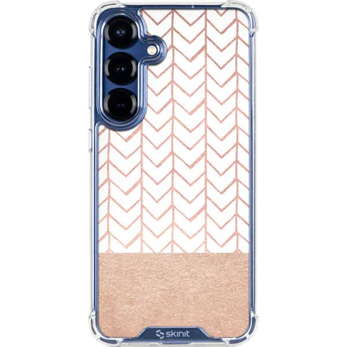 Rose Gold Herringbone Galaxy S25 Plus Clear Case