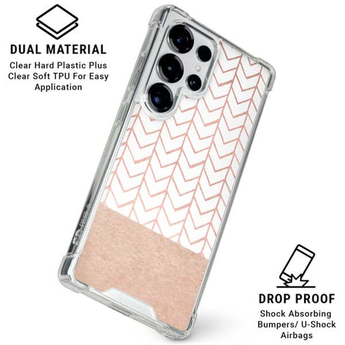Rose Gold Herringbone Galaxy S25 Ultra Clear Case