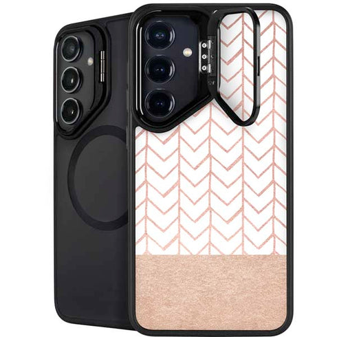 Rose Gold Herringbone Galaxy S26 Plus Kickstand Case