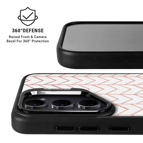 Rose Gold Herringbone Galaxy S26 Plus Kickstand Case