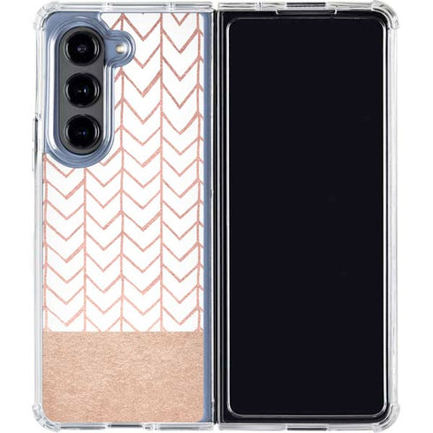 Rose Gold Herringbone Galaxy Z Fold5 5G Clear Case