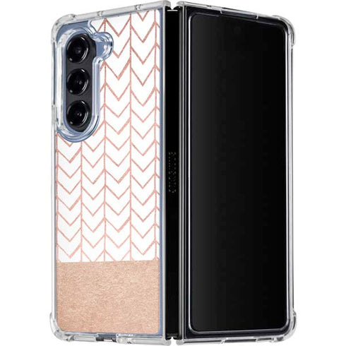Rose Gold Herringbone Galaxy Z Fold5 5G Clear Case