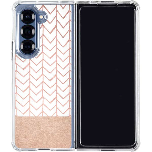 Rose Gold Herringbone Galaxy Z Fold6 Clear Case