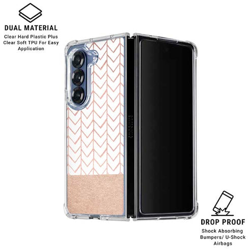 Rose Gold Herringbone Galaxy Z Fold6 Clear Case