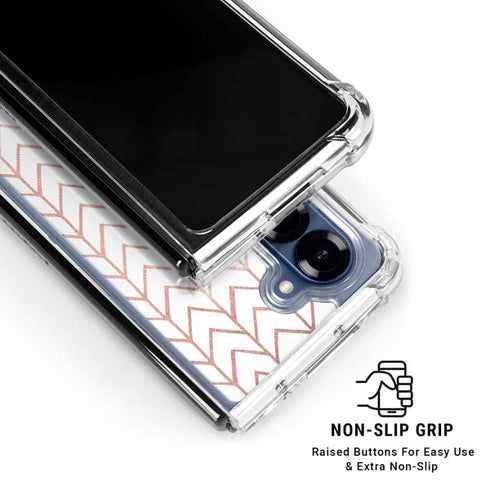 Rose Gold Herringbone Galaxy Z Fold6 Clear Case