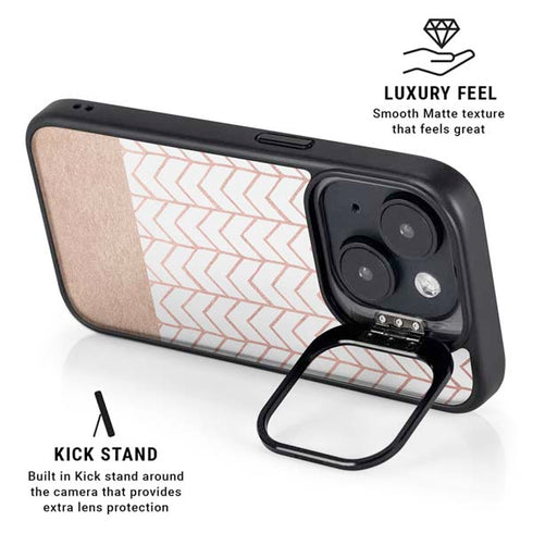 Rose Gold Herringbone iPhone 14 Plus Kickstand Case