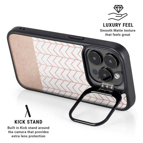 Rose Gold Herringbone iPhone 14 Pro Max Kickstand Case