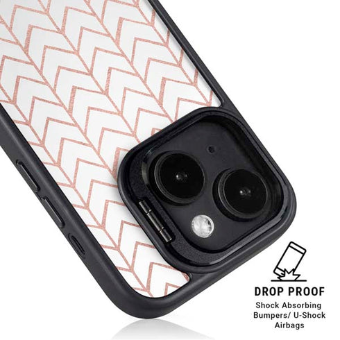 Rose Gold Herringbone iPhone 15 Kickstand Case