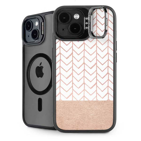 Rose Gold Herringbone iPhone 15 Plus Kickstand Case