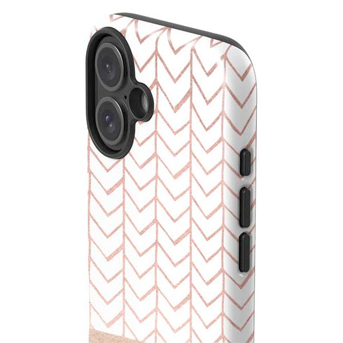 Rose Gold Herringbone iPhone 16 Impact Case