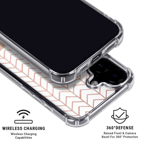 Rose Gold Herringbone iPhone 16 Plus Clear Case