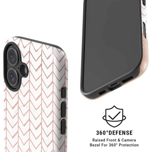 Rose Gold Herringbone iPhone 16 Plus Magsafe Impact Case