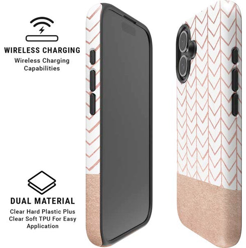 Rose Gold Herringbone iPhone 16 Plus Magsafe Impact Case