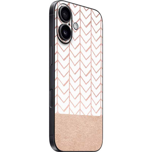 Rose Gold Herringbone iPhone 16 Plus Skin