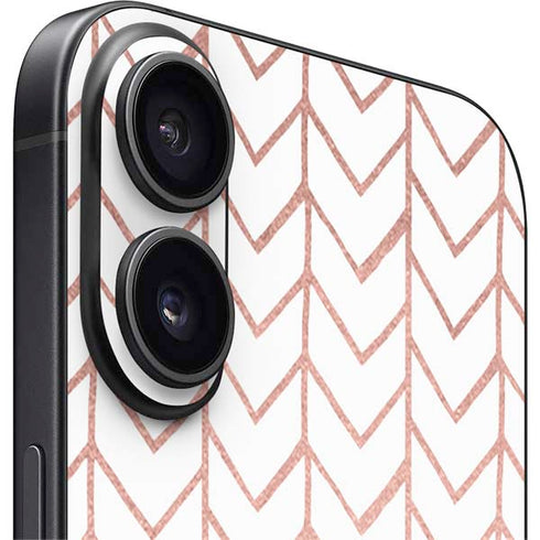 Rose Gold Herringbone iPhone 16 Plus Skin