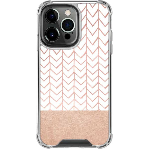 Rose Gold Herringbone iPhone 16 Pro Clear Case
