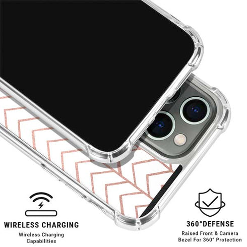 Rose Gold Herringbone iPhone 16 Pro Clear Case
