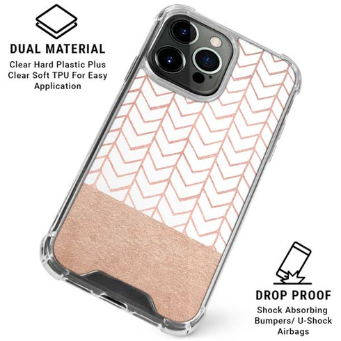 Rose Gold Herringbone iPhone 16 Pro Clear Case