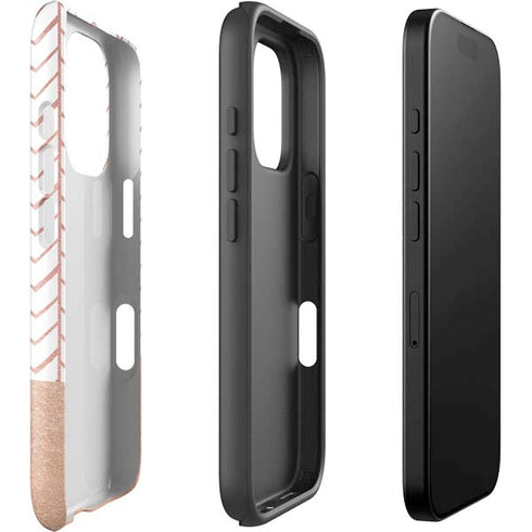 Rose Gold Herringbone iPhone 16 Pro Impact Case
