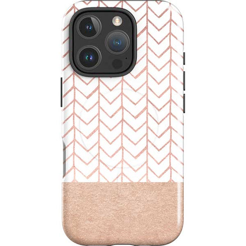 Rose Gold Herringbone iPhone 16 Pro Magsafe Impact Case
