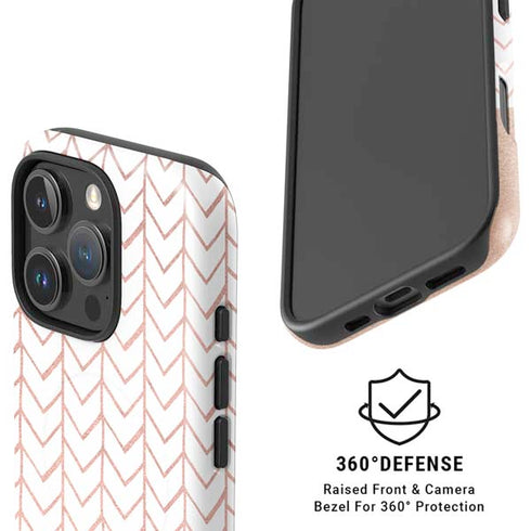 Rose Gold Herringbone iPhone 16 Pro Magsafe Impact Case