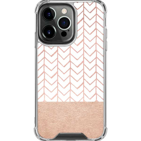 Rose Gold Herringbone iPhone 16 Pro Max Clear Case