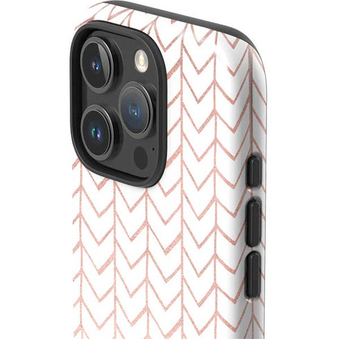 Rose Gold Herringbone iPhone 16 Pro Max Impact Case