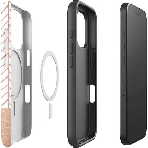 Rose Gold Herringbone iPhone 16 Pro Max Magsafe Impact Case