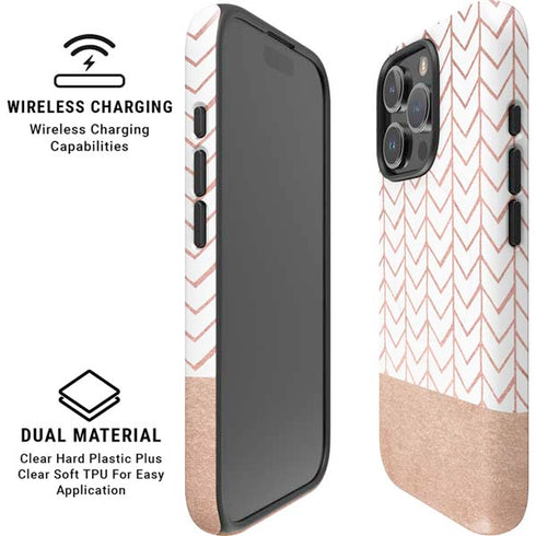 Rose Gold Herringbone iPhone 16 Pro Max Magsafe Impact Case