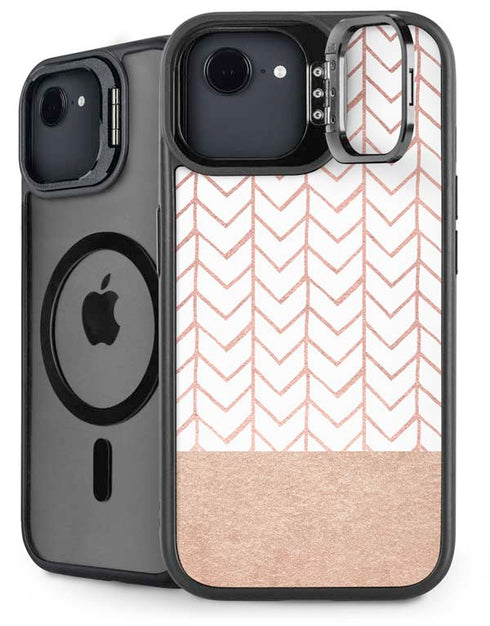 Rose Gold Herringbone iPhone 16e Kickstand Case