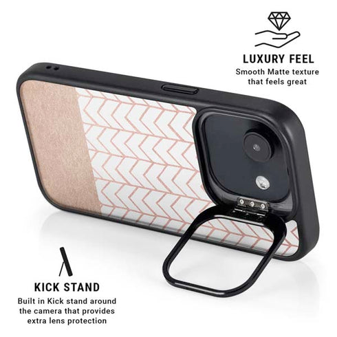 Rose Gold Herringbone iPhone 16e Kickstand Case