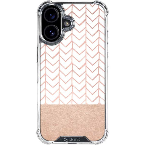 Rose Gold Herringbone iPhone 17 Clear Case