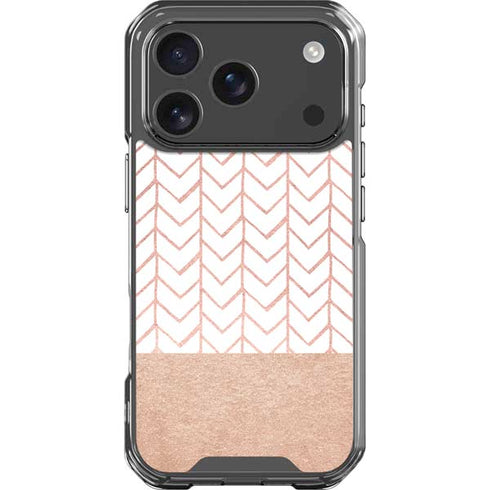 Rose Gold Herringbone iPhone 18 Pro Clear Case