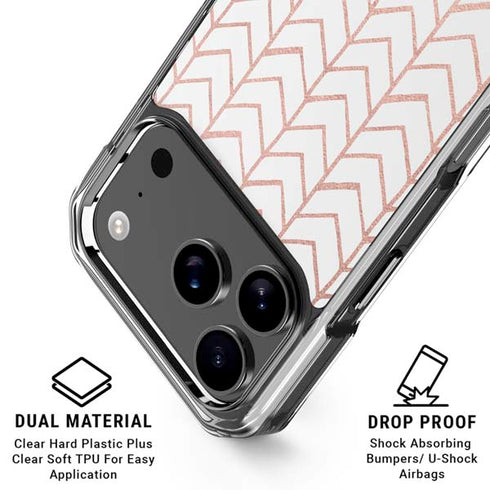 Rose Gold Herringbone iPhone 18 Pro Clear Case