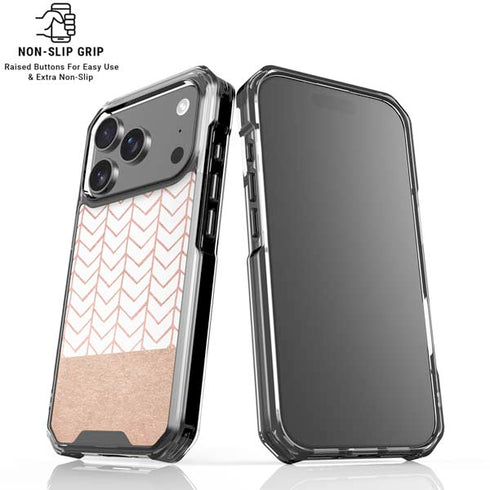 Rose Gold Herringbone iPhone 18 Pro Clear Case
