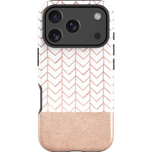 Rose Gold Herringbone iPhone 18 Pro Impact Case