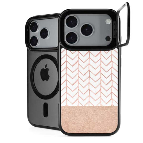 Rose Gold Herringbone iPhone 18 Pro Kickstand Case