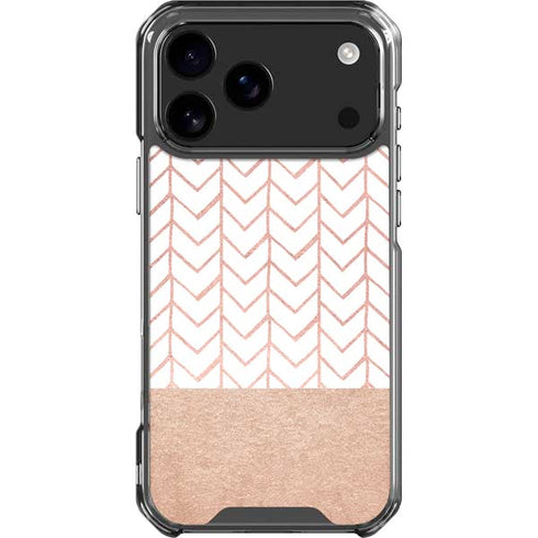 Rose Gold Herringbone iPhone 18 Pro Max Clear Case
