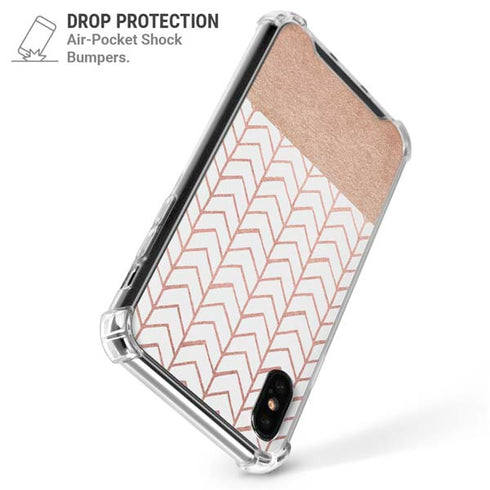 Rose Gold Herringbone iPhone X/XS Clear Case
