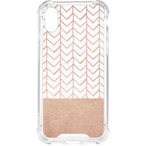 Rose Gold Herringbone iPhone XS Clear Case