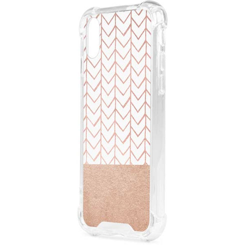 Rose Gold Herringbone iPhone XS Clear Case