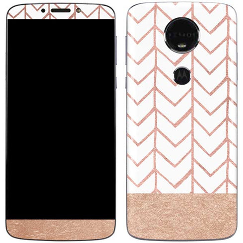 Rose Gold Herringbone Moto E5 Plus Skin