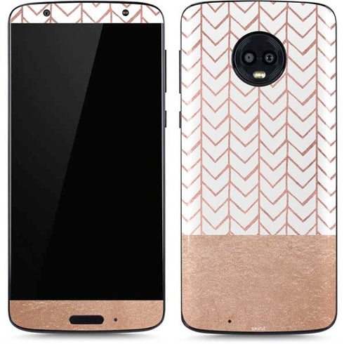 Rose Gold Herringbone Moto G6 Skin