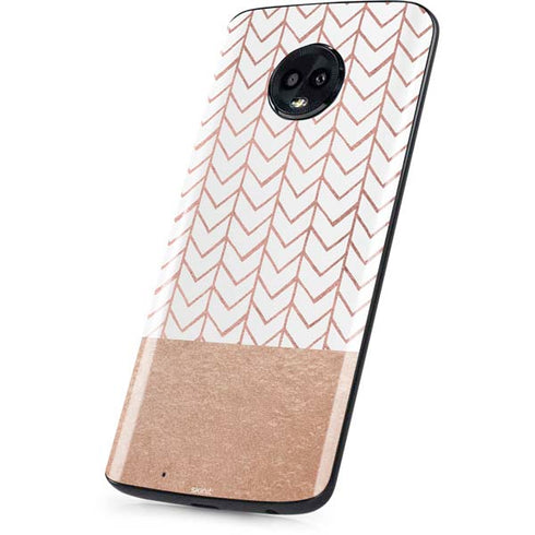 Rose Gold Herringbone Moto G6 Skin