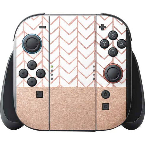 Rose Gold Herringbone Nintendo Switch 2 (2025) with Joy-Con Skin