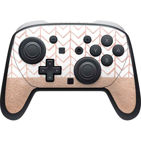 Rose Gold Herringbone Nintendo Switch 2 (2025) Pro Controller Skin