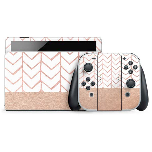 Rose Gold Herringbone Nintendo Skins