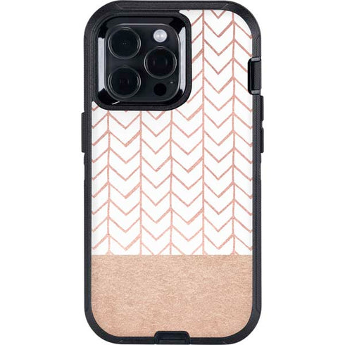 Rose Gold Herringbone Otterbox Defender iPhone Skin