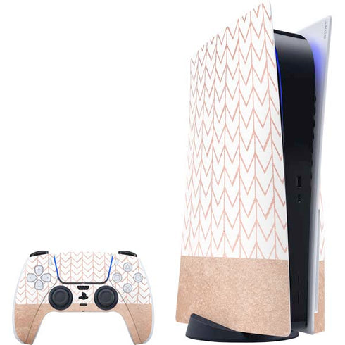 Rose Gold Herringbone PlayStation PS5 Skins