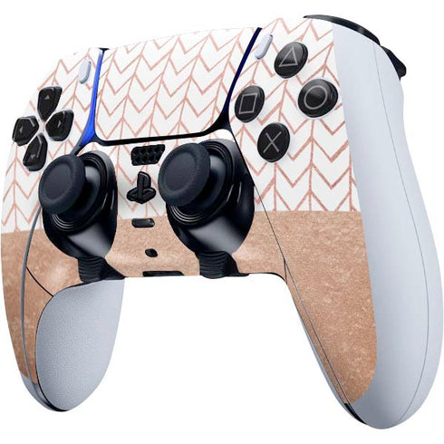 Rose Gold Herringbone PS5 DualSense Edge Pro Controller Skin